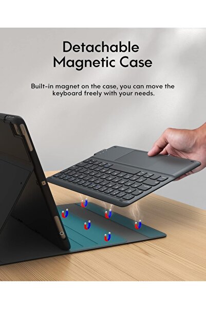 Keyboard CHESONA iPad 9th Gen 10.2" Case with Trackpad, Detachable Wireless, Stand & Pencil Holder