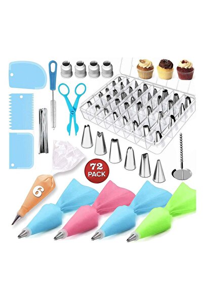 Generic 72 Pcs Icing Piping Tips Cake Decorating Tools Cream Bag Pastry Nozzl...