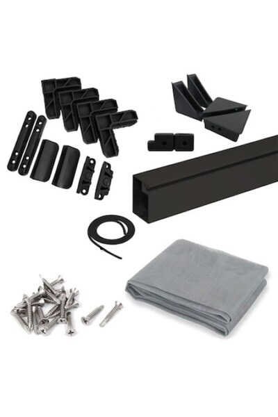 SOLIDON Kit plasa tantari complet pentru usa, pe balamale, 200 x 100 cm, maro inchis RAL8019