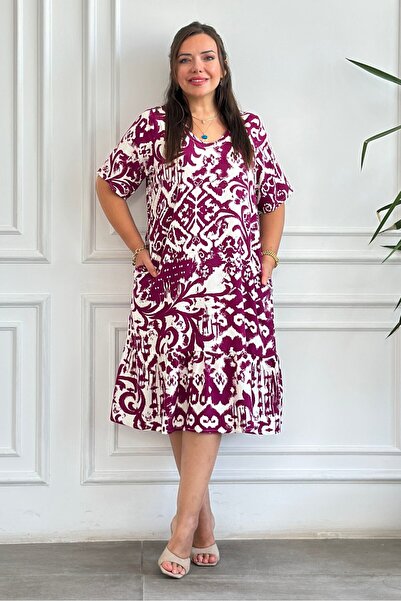 yb yağmur butik Rochie din viscoză țesută importată, cu decolteu în V, volane...