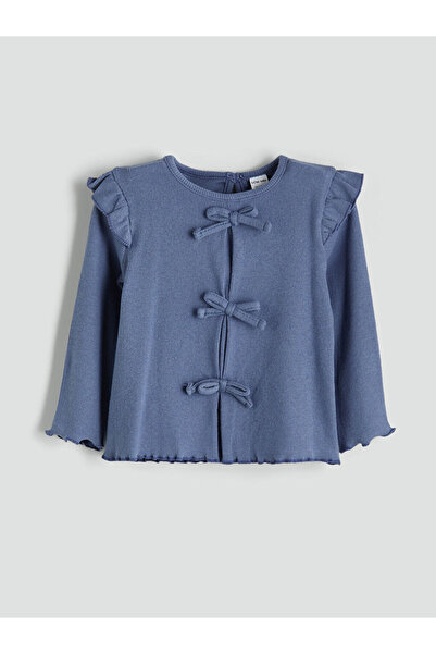 LC Waikiki Indigo Ruffled Baby Girl Blouse and Pants 2-Piece Set