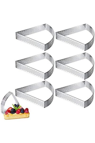 Generic 6 Pcs Tart Rings,Stainless Steel Perforated Tart Ring for Baking,Past...