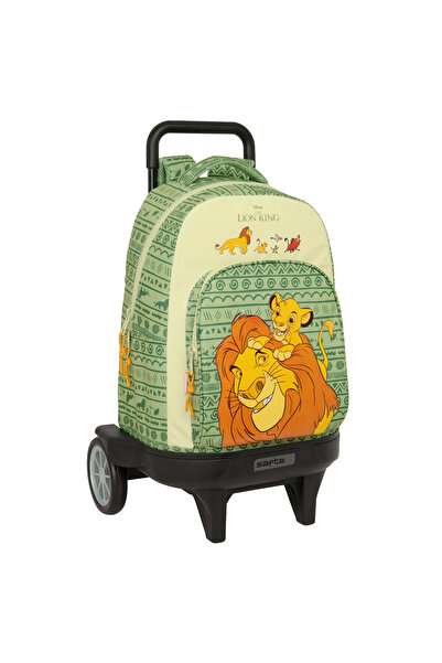 Mufasa Rucsac școlar cu roți, verde, bej, 33 x 45 x 22 cm