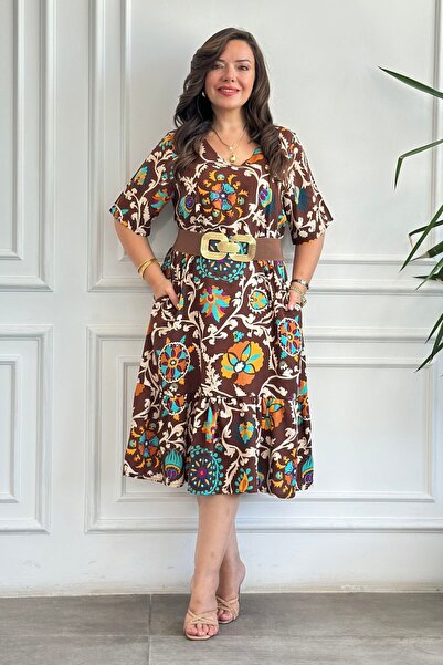 yb yağmur butik Rochie din viscoză țesută importată, cu decolteu în V, volane...