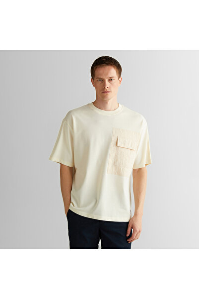 Gant Erkek Krem Relaxed Fit Bisiklet Yaka Logolu T-Shirt