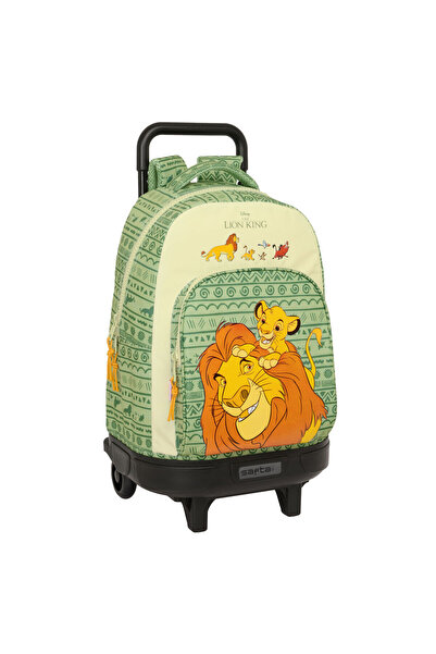 Mufasa Rucsac școlar cu roți, verde, bej, 33 x 45 x 22 cm