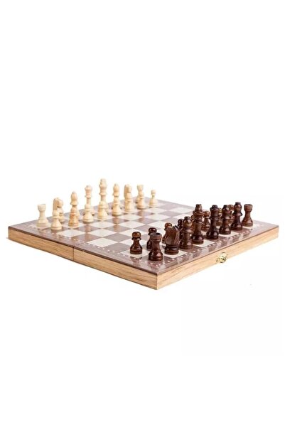 selling depot Game Board 3-in-1 Chess, Backgammon, Checkers Made of Brown and Beige Wood, 34 x 34 cm