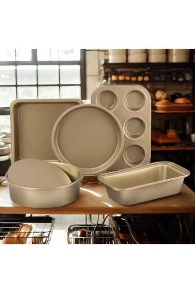 Generic 5 Pieces Of Bakeware Set, Non Stick Baking Mold Set, Carbon Steel Cak...