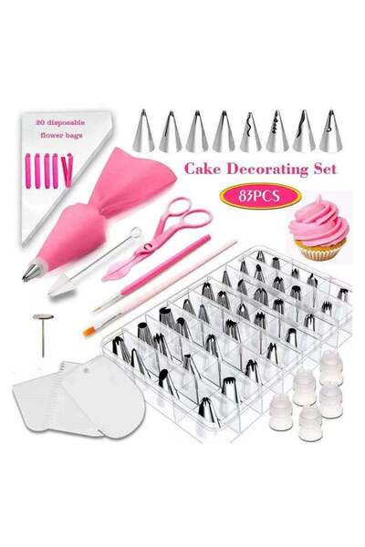 Generic 83Pcs Cake Decorating Tools Kit Turntable Pastry Nozzles Cream Confec...