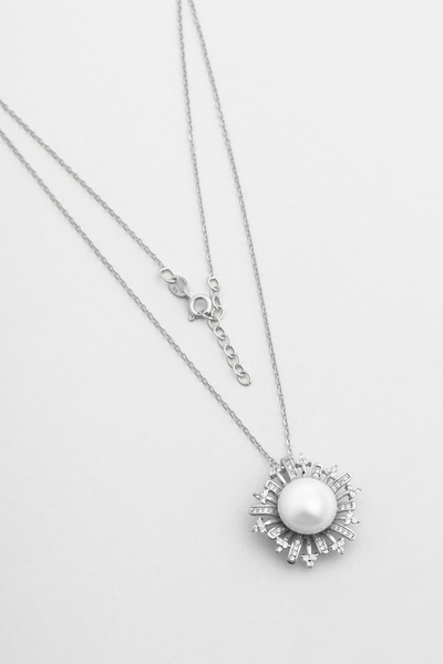 So CHIC... Rönesans 18 Ayar Beyaz Altın Kaplama 43 Cm Gümüş Kolye