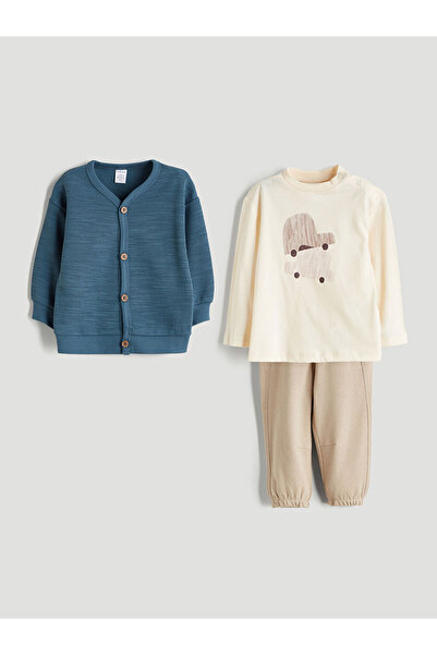 LC Waikiki Crew Neck Printed Baby Boys' 3-Piece Set