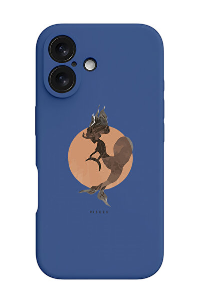 Theodor غطاء حماية سيليكون سائل مقاوم للصدمات لجهاز iPhone 16 Plus أزرق - برج الحوت
