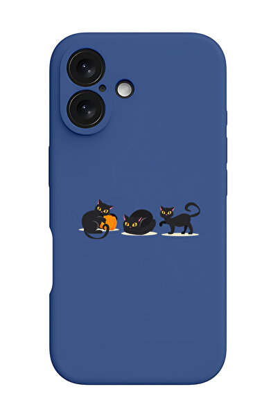 Theodor غطاء حماية سيليكون سائل مقاوم للصدمات لجهاز iPhone 16 أزرق - قطة قرع ...