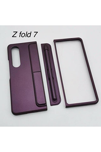 Samsung Z Fold 7 Uyumlu Standlı Kalemli Kılıf Kapak Z Fold 7 Uyumlu Kalemli Standlı Kılıf Mor