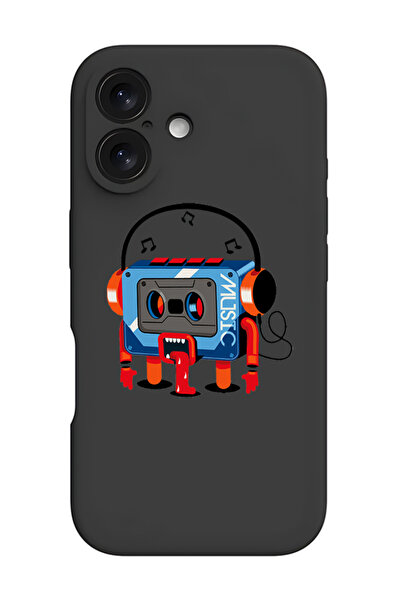 Theodor جراب حماية أسود من السيليكون السائل المقاوم للصدمات لهاتف iPhone 16 -...