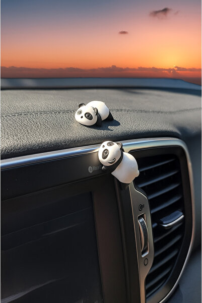 SHHOBİ 1 Adet Mini Panda Torpido Süsü Araç İçi Aksesuar Araba Dikiz Aynası Sü...