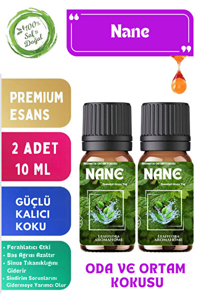 LeafFlora AromaHome Nane - Esansiyel Uçucu Yağ - Aromatik Oda ve Ortam Kokusu...