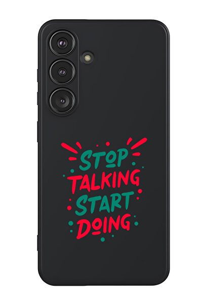 Theodor غطاء حماية سائل من السيليكون المقاوم للصدمات لهاتف سامسونج جالاكسي S25 (أسود) - توقف عن الكلام