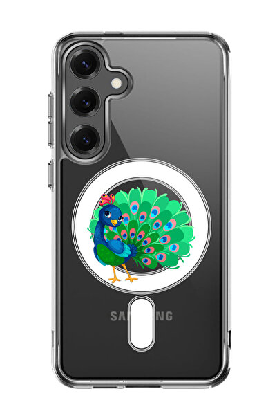 Theodor غلاف لهاتف Samsung Galaxy S25 مقاس 6.2 بوصة متوافق مع MagSafe، غطاء هاتف مقاوم للصدمات بتصميم طاووس