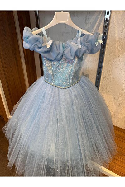 moona kids 2-9 Yaş Kız Çocuk Abiye Mavi