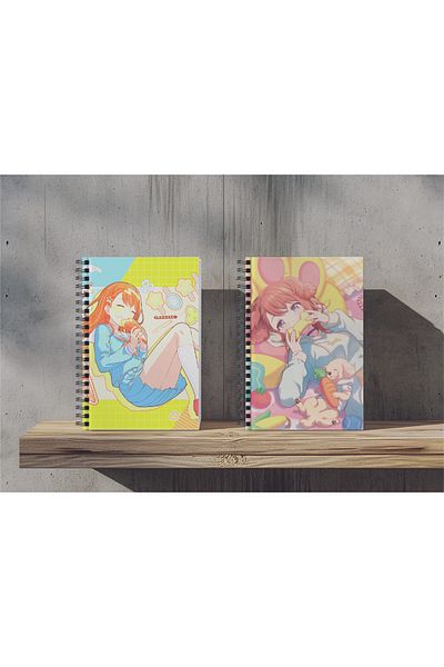 nihonwosekai 2Pcs A5 Size Unlined 50 Sheets Anime Spiral Notebook Hatsune Miku Pjsekai Colorful Project Sekai