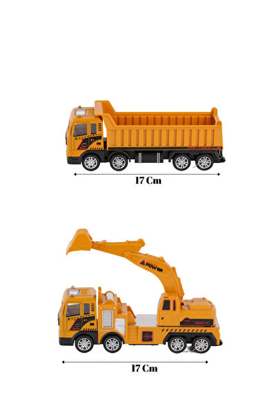 welcomein Toy Frictional Metal 1:50 Scale Earthmoving Truck Mixer Crane Excavator Grab 4 in 1