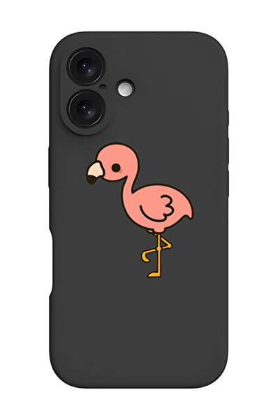 Theodor غطاء حماية سيليكون سائل مقاوم للصدمات لهاتف iPhone 16 Plus أسود - فلامنجو