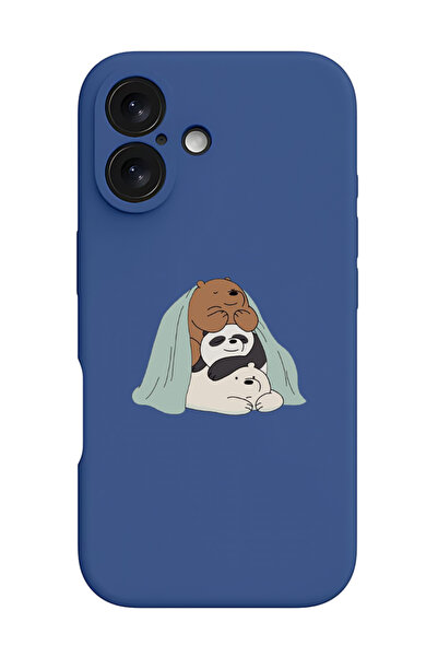 Theodor جراب حماية سيليكون سائل مقاوم للصدمات لجهاز iPhone 16 أزرق - 3 قطع وجلسة