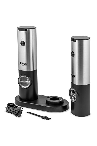 Zass Set of 2 electric salt and pepper grinders Gourmet ZEGS 02, Power 25W, 70ml capacity, Black