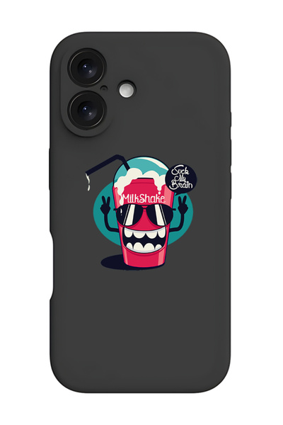 Theodor iPhone 16 Black Protective Liquid Silicone Shockproof Case - Brain Mi...