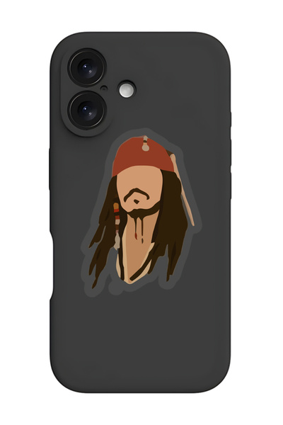 Theodor iPhone 16 Black Protective Liquid Silicone Shockproof Case - Pirate
