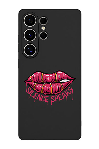 Theodor غطاء حماية سائل من السيليكون المقاوم للصدمات لهاتف سامسونج جالاكسي S25 ألترا (أسود) - سايلنس سبيكس