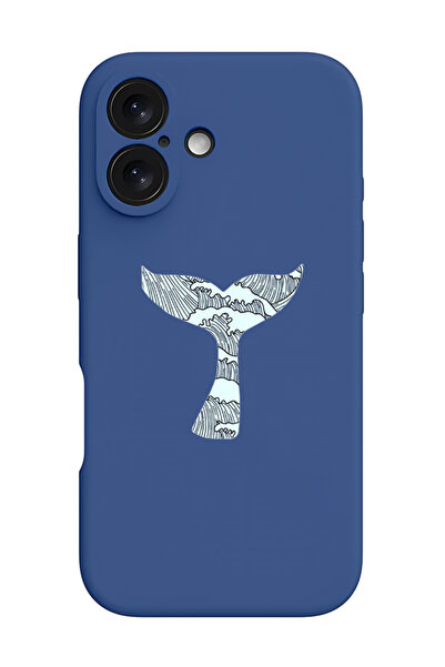 Theodor غطاء حماية سيليكون سائل مقاوم للصدمات لجهاز iPhone 16 أزرق - ذيل الحوت