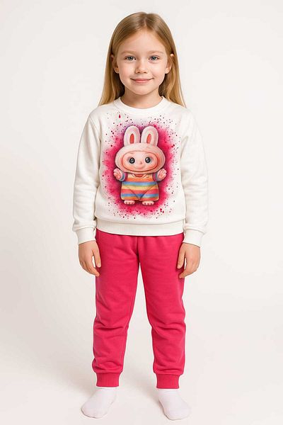 Midani Store Labubu Girl's Tracksuit Set 2 Pieces |   Sweatshirt Sweatpants Sports Comfortable Casual Suit Fall 3- 9 Yas