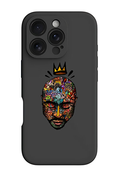 Theodor غطاء حماية سيليكون سائل مقاوم للصدمات لهاتف iPhone 16 Pro Max أسود - وجه
