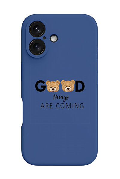 Theodor جراب سيليكون سائل أزرق واقٍ مقاوم للصدمات لهاتف iPhone 16 - أشياء جيدة