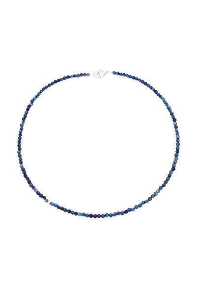 Abundo Colier Basics din pietre de azurit cu accesorii din argint 925, 38 cm