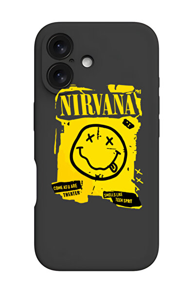 Theodor غطاء حماية أسود من السيليكون السائل المقاوم للصدمات لهاتف iPhone 16 - نيرفانا