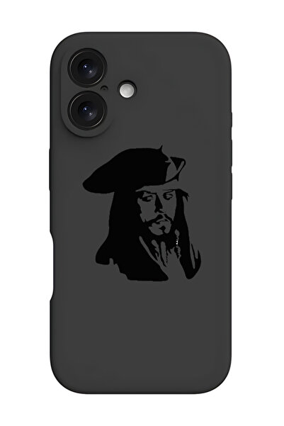 Theodor iPhone 16 Black Protective Liquid Silicone Shockproof Case - Jack Pirate