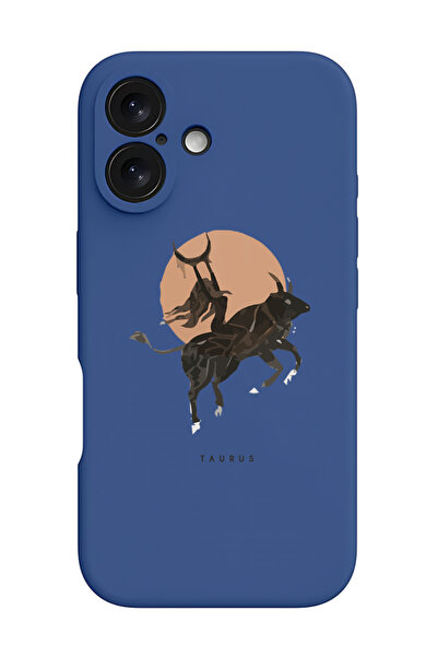 Theodor غطاء حماية سيليكون سائل مقاوم للصدمات لجهاز iPhone 16 أزرق - توروس