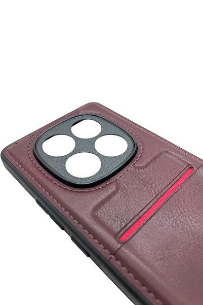 Velvoria Redmi Note 14 Pro 4g Leather Card Holder Luxury Case Dark Red