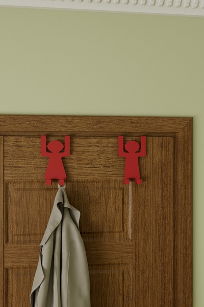 Grandmix Metal American Door Back Hanger Set of 2 with Female and Male Figures Organizer 20X12X6 cm