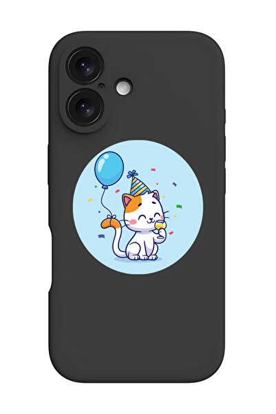 Theodor غطاء حماية أسود من السيليكون السائل المقاوم للصدمات لهاتف iPhone 16 P...