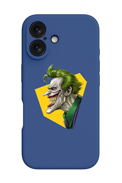 Theodor غطاء حماية سيليكون سائل مقاوم للصدمات لجهاز iPhone 16 أزرق - وجه الجوكر