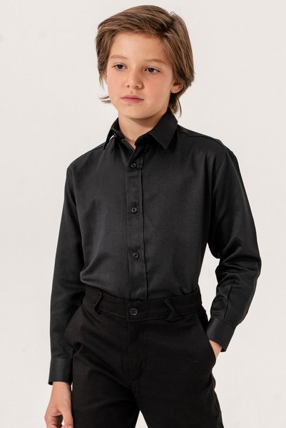 carino's kids Cămașă pentru băiat Basic Solid cu mânecă lungă