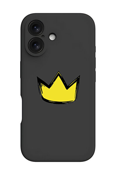 Theodor iPhone 16 Plus Black Protective Liquid Silicone Shockproof Case - Yel...