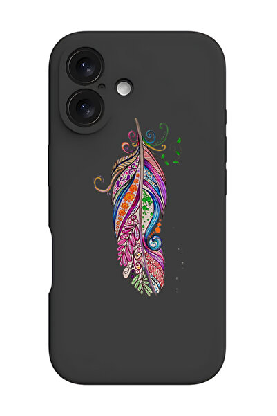 Theodor غطاء حماية سيليكون سائل مقاوم للصدمات لهاتف iPhone 16 Plus أسود - ريش