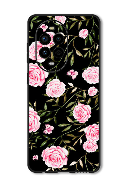 Theodor جراب متوافق مع هاتف هواوي نوفا 13 برو، غطاء حماية مقاوم للصدمات، وردي في باقات من الأوراق الصغيرة