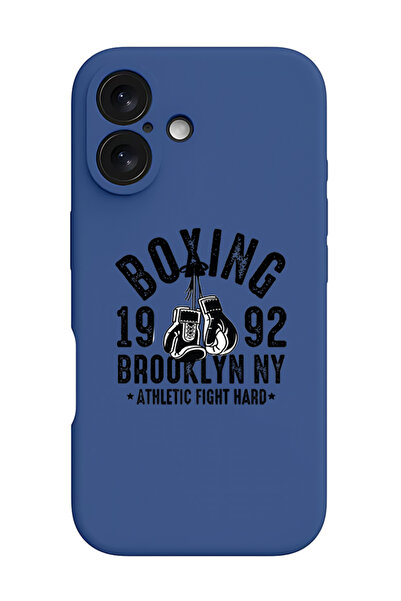 Theodor جراب سيليكون سائل مقاوم للصدمات واقٍ أزرق لهاتف iPhone 16 - أسود بوكس...