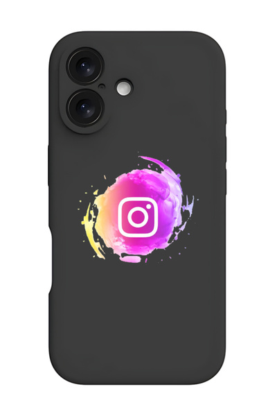 Theodor iPhone 16 Plus Black Protective Liquid Silicone Shockproof Case - Ins...